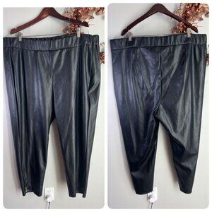 Michael Michael Kors Plus Size 3X Faux-Leather Skinny Ankle Pants - Black